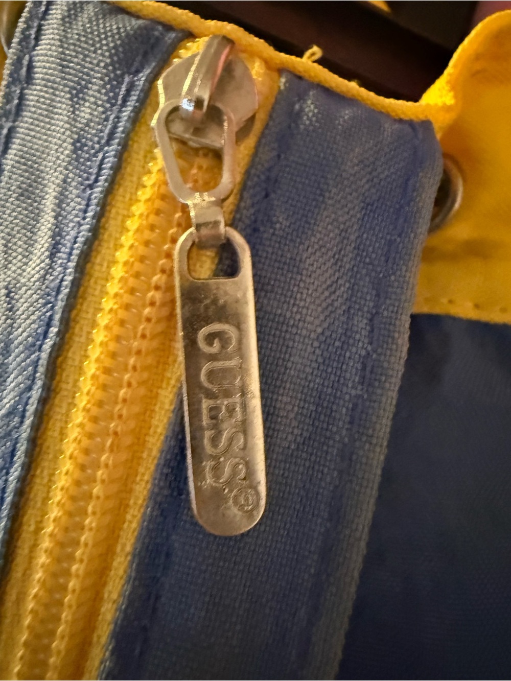 GUESS Blue and Yellow Drawstring Backpack - Picture 2 of 6